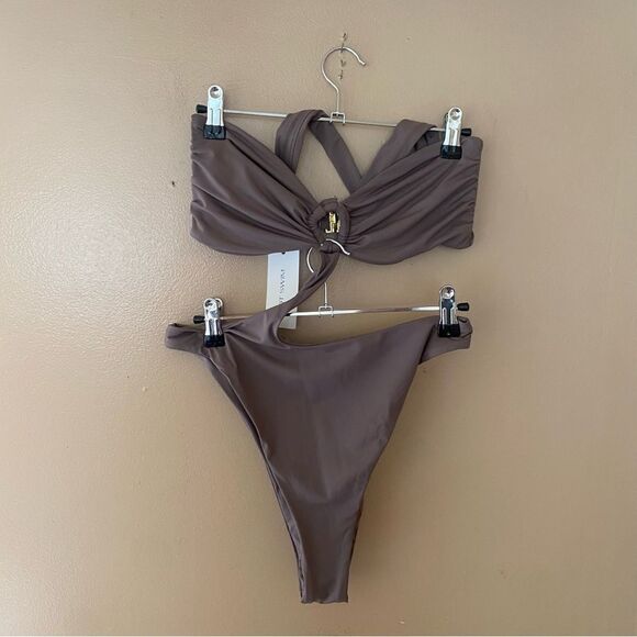 NWT Riot Swim Belen One Piece Mystic taupe gray monokini swimsuit Revolve L - Picture 10 of 10
